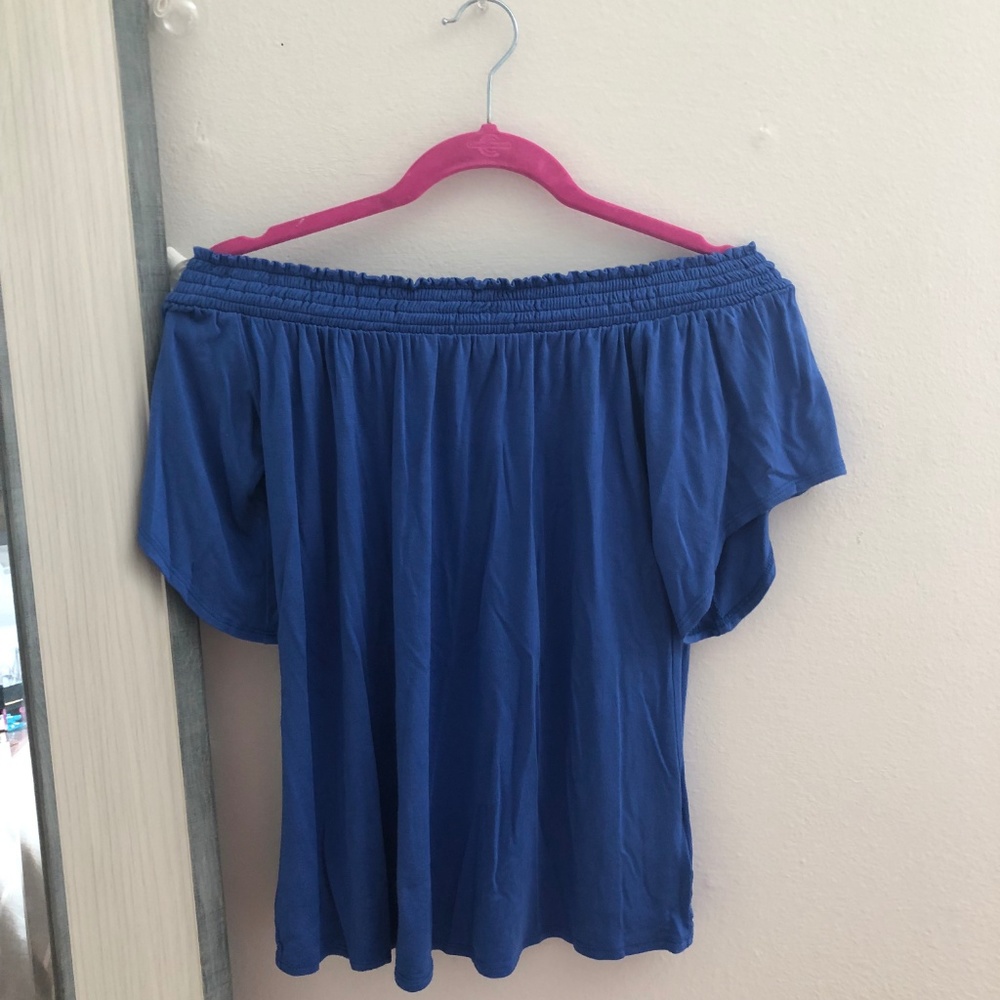Lilly Pulitzer Blue Off the Shoulder Top